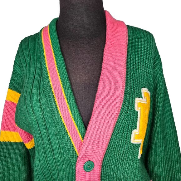 BANANA REPUBLIC ATHLETICS Varsity Cardigan Sweater XXS Preppy Oversized RARE - Picture 3 of 9